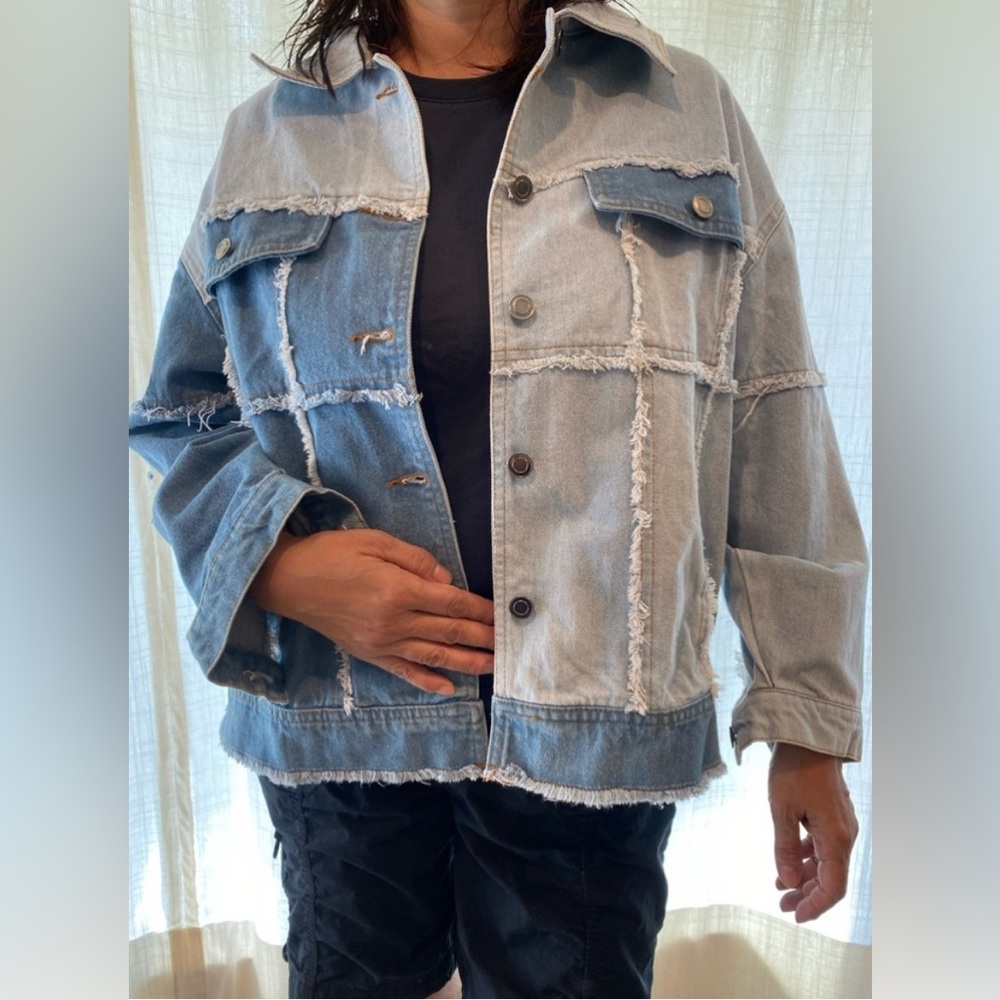 Women’s Patchwork Denim Jacket Medium - image 3